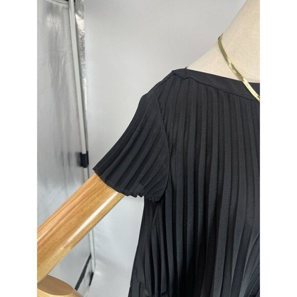 Ted Baker Womens Black Top Size 1 Pleated Boxy Short Sleeve Size 4 US - Picture 11 of 14